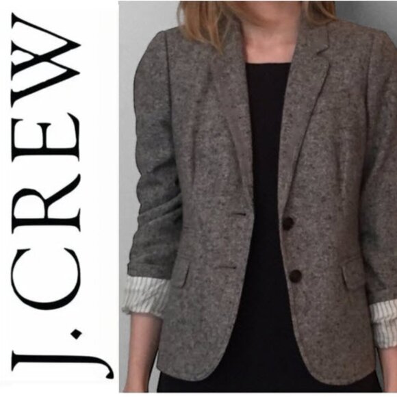 J. Crew Wool Grey Blazer Size 10 Classic Two-Button Closure Timeless Tailor Look - Picture 1 of 16